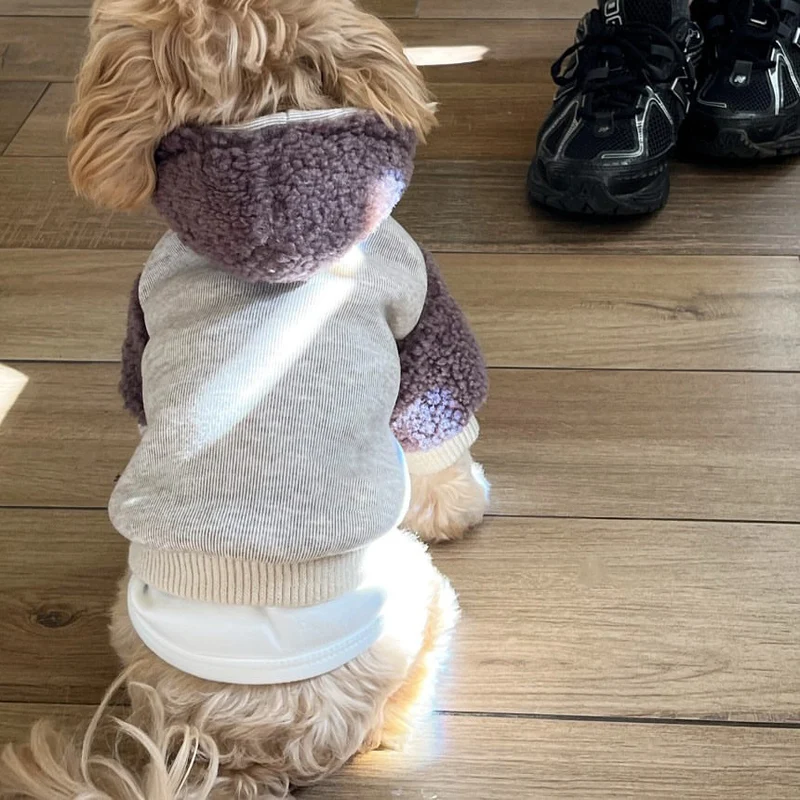 Sherpa-futterted Hoodie Hundepullover mit abnehmbaren Plüsch-Stiefeln
