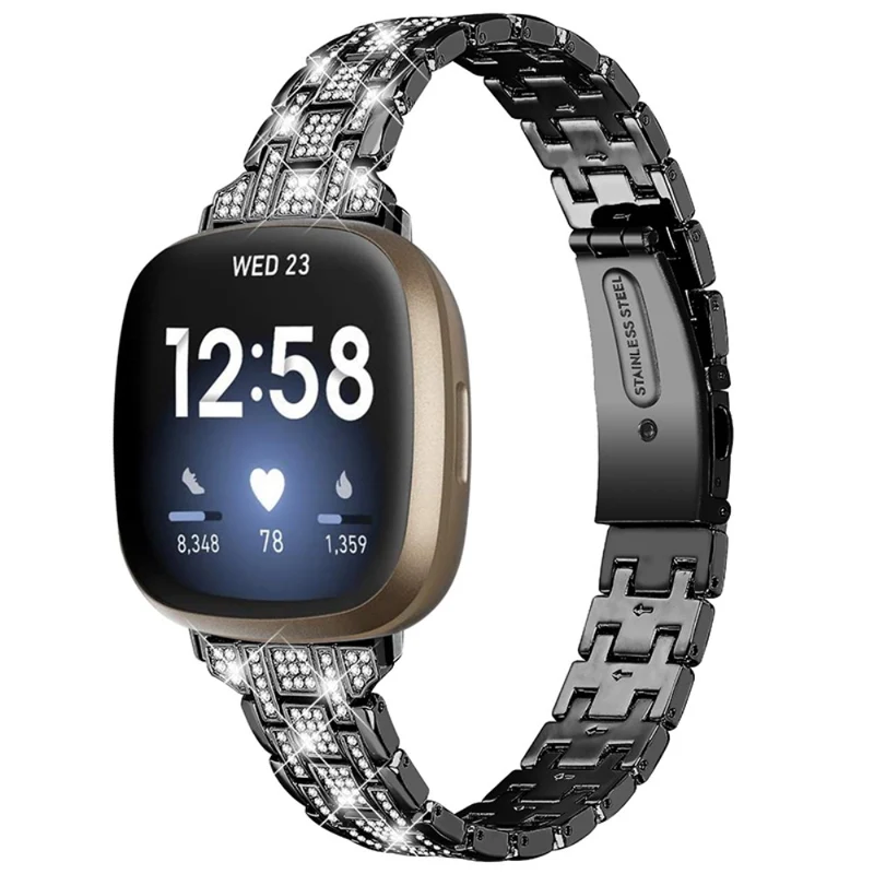 Elegant Fitbit Versa 3 Metall und Strass armband