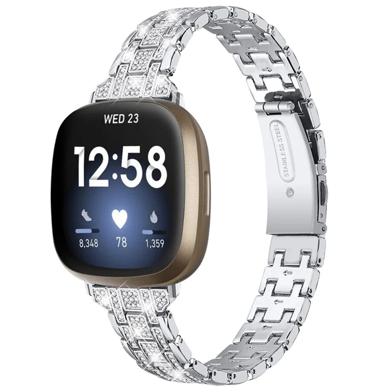 Elegant Fitbit Versa 3 Metall und Strass armband