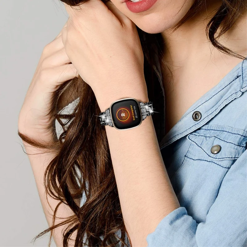 Elegant Fitbit Versa 3 Metall und Strass armband