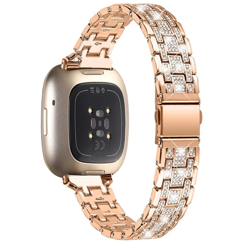Elegant Fitbit Versa 3 Metall und Strass armband