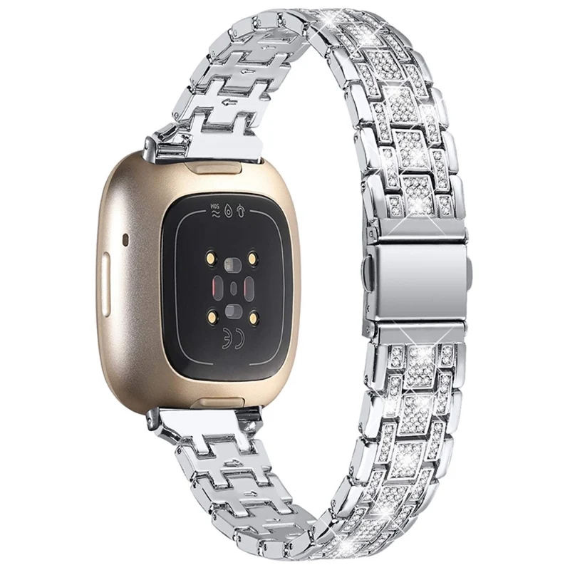 Elegant Fitbit Versa 3 Metall und Strass armband