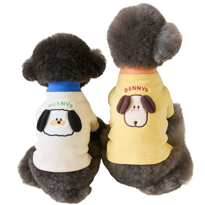 Plüsch-Fleece-Hundepullover mit gesticktem Affenpatch
