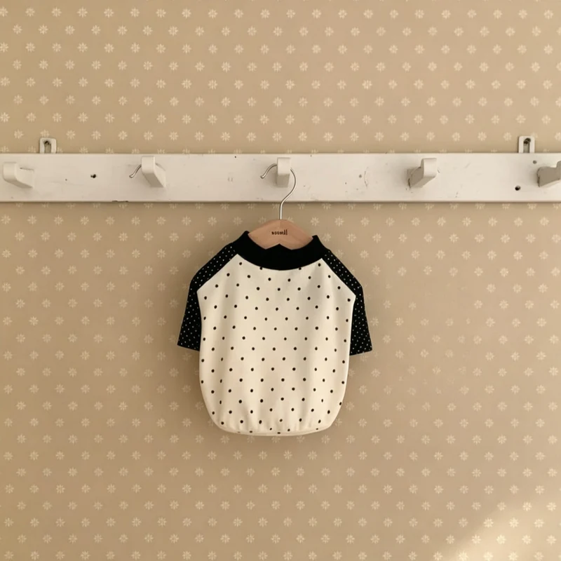 Polka Dot Raglan Baumwoll Baby T-Shirt