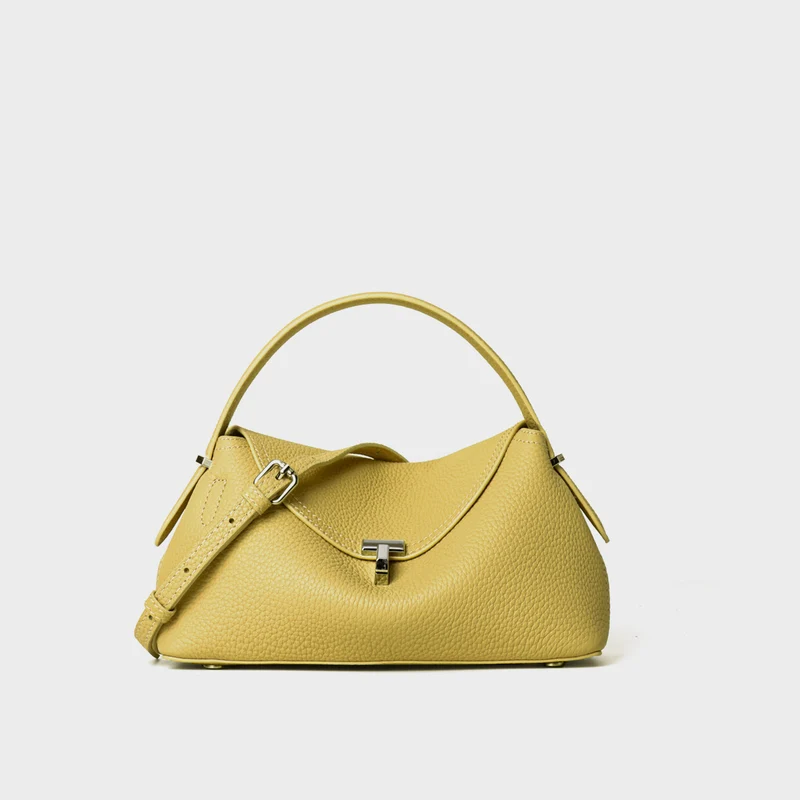 Gekurvte Umschlag-Top-Handle-Pebbled Satchel mit abnehmbarem Crossbody-Riemen