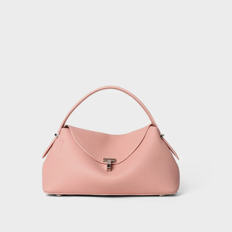 Gekurvte Umschlag-Top-Handle-Pebbled Satchel mit abnehmbarem Crossbody-Riemen