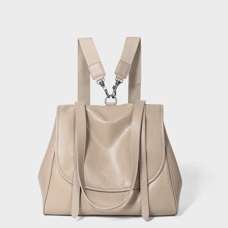 Umwandelbare Glatte Leder Klappe Tote Rucksack mit Abnehmbaren Gurtstraps