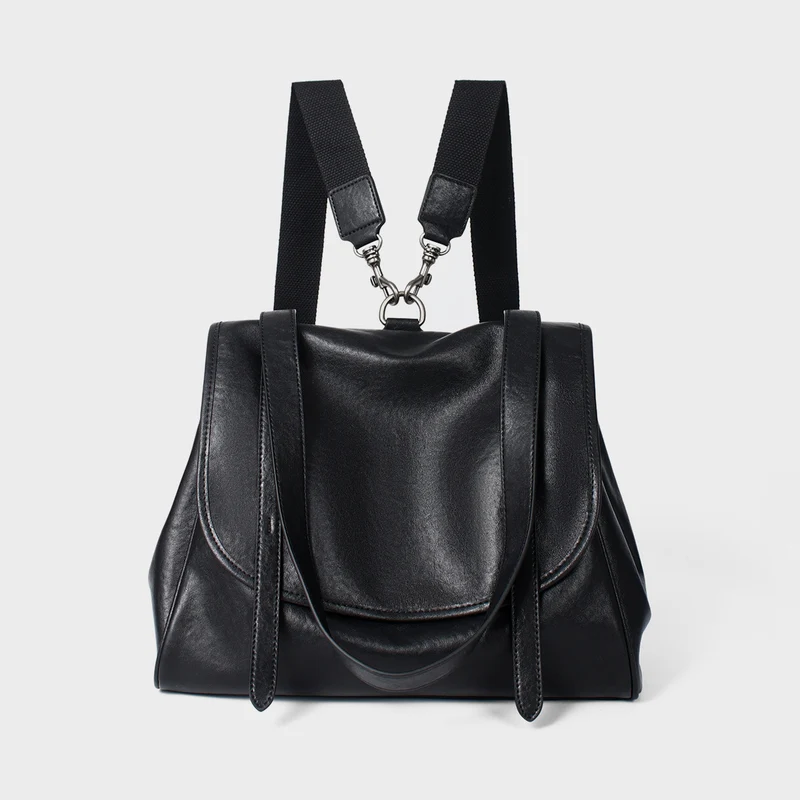 Umwandelbare Glatte Leder Klappe Tote Rucksack mit Abnehmbaren Gurtstraps