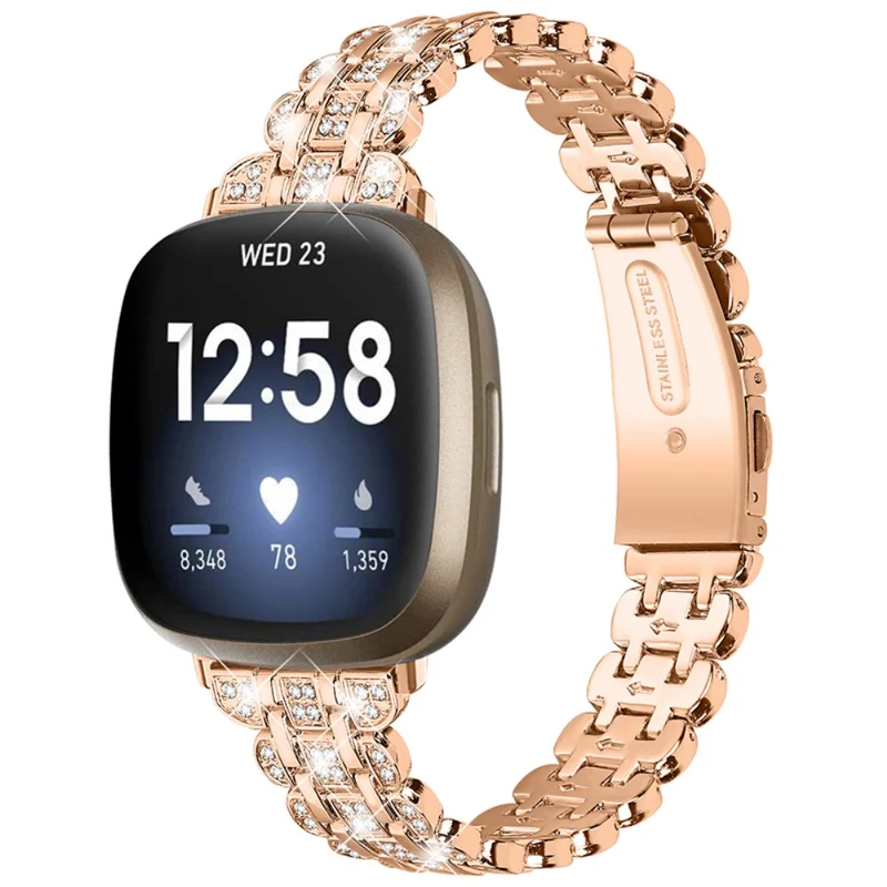 Sehr cool Fitbit Versa 3 Metall und Strass armband