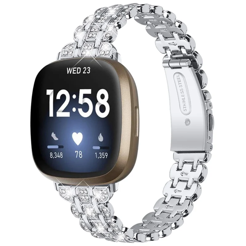 Sehr cool Fitbit Versa 3 Metall und Strass armband