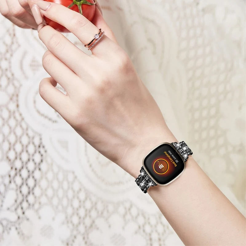 Sehr cool Fitbit Versa 3 Metall und Strass armband