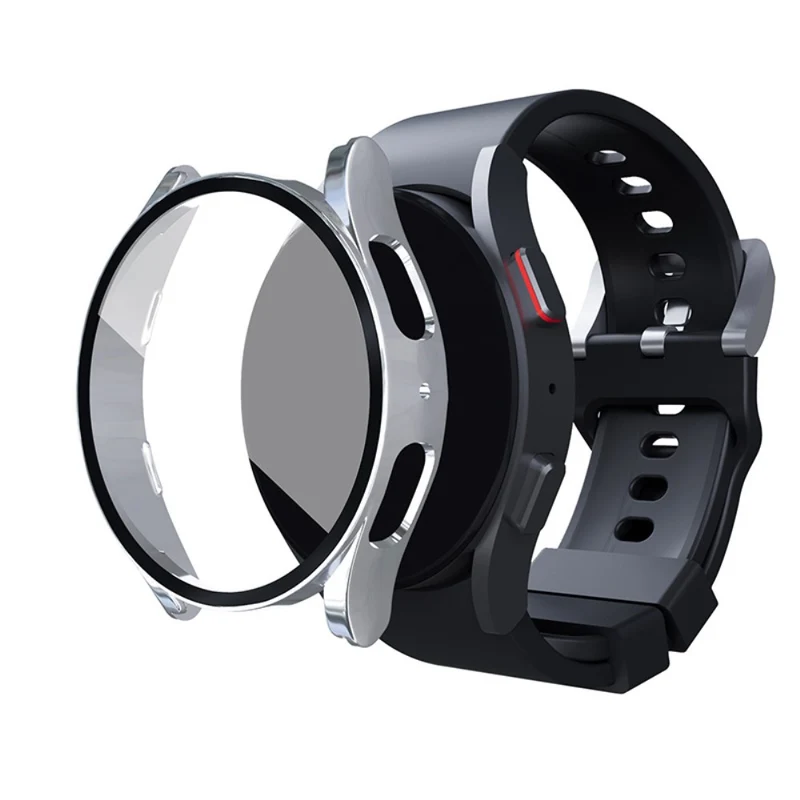 Super Gut Samsung Galaxy Watch 5 (44mm) / Samsung Galaxy Watch 4 (44mm) Universell Hülle mit Displayschutz in Plastik und Gehärtetes Glas