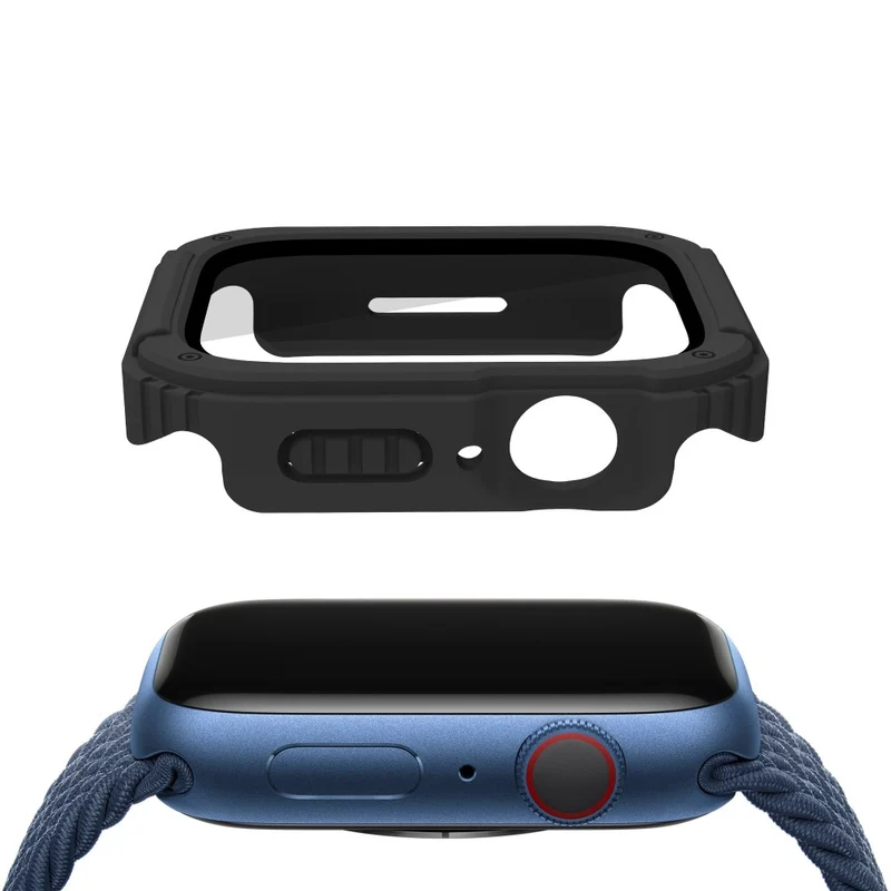 Mega Modisch Apple Watch Series 8 (41mm) / Apple Watch Series 7 41mm Universell Hülle mit Displayschutz in Plastik und Gehärtetes Glas