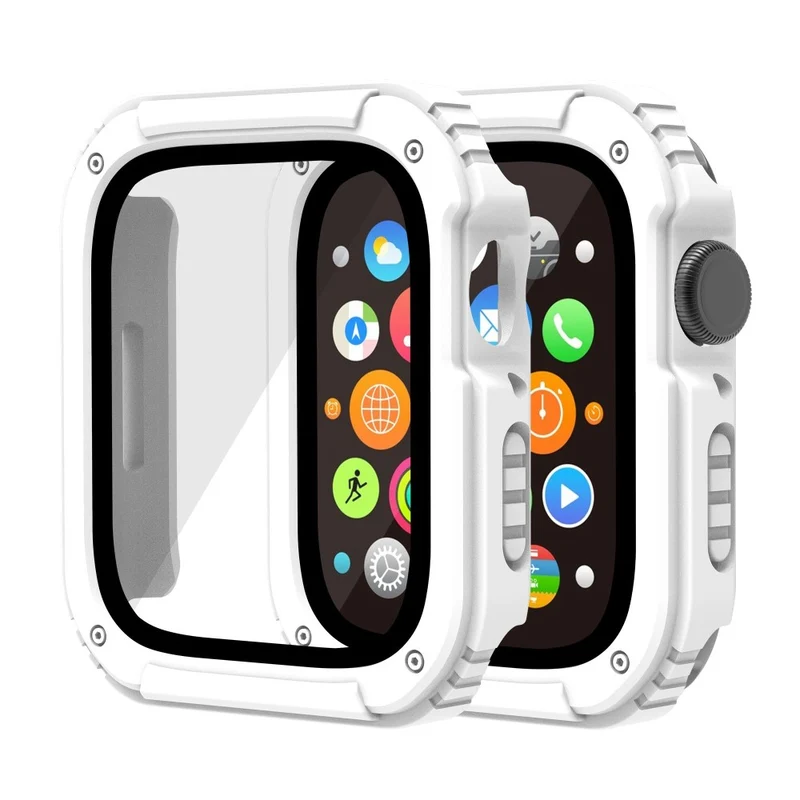 Mega Modisch Apple Watch Series 8 (41mm) / Apple Watch Series 7 41mm Universell Hülle mit Displayschutz in Plastik und Gehärtetes Glas