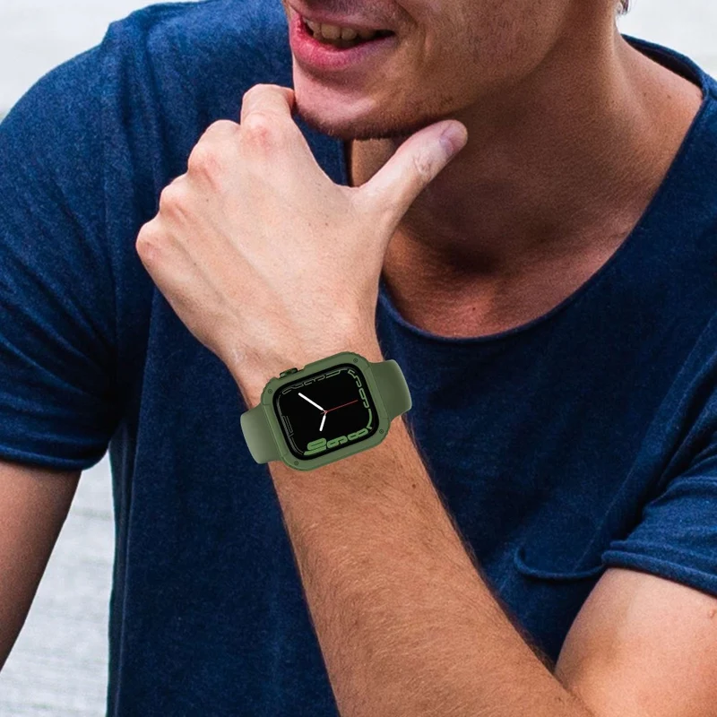 Mega Modisch Apple Watch Series 8 (41mm) / Apple Watch Series 7 41mm Universell Hülle mit Displayschutz in Plastik und Gehärtetes Glas