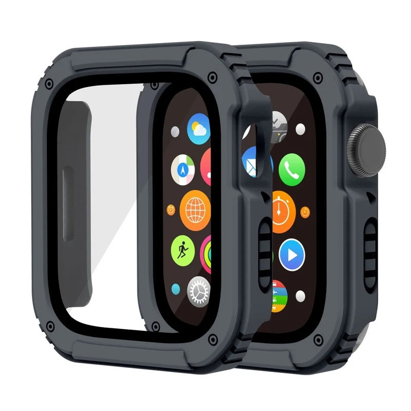Mega Modisch Apple Watch Series 8 (41mm) / Apple Watch Series 7 41mm Universell Hülle mit Displayschutz in Plastik und Gehärtetes Glas