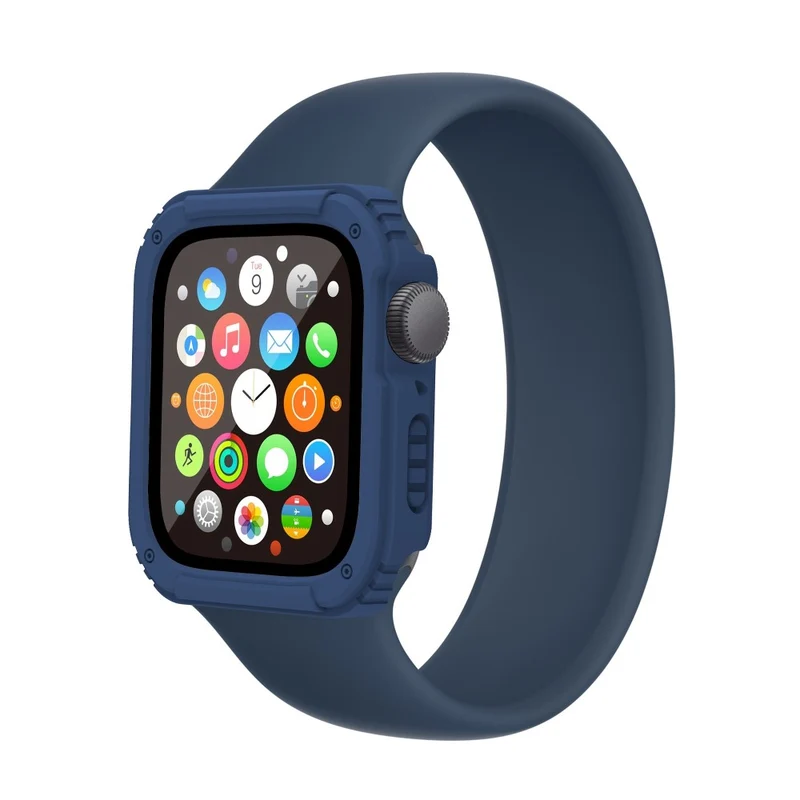 Mega Modisch Apple Watch Series 8 (41mm) / Apple Watch Series 7 41mm Universell Hülle mit Displayschutz in Plastik und Gehärtetes Glas