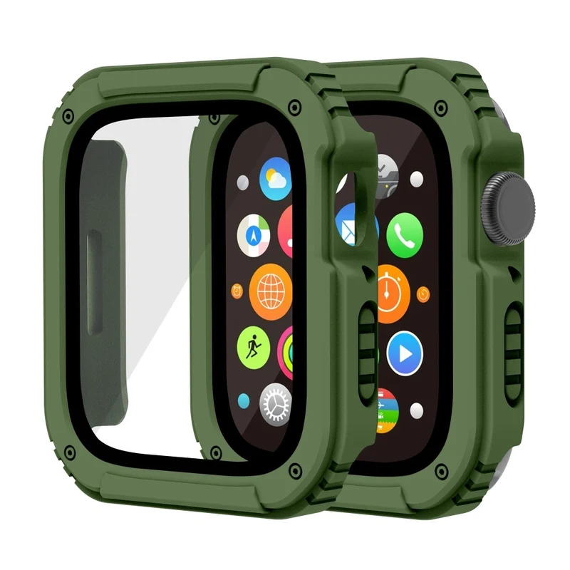 Auffallend Nett Apple Watch Series 8 (45mm) / Apple Watch Series 7 45mm Universell Hülle mit Displayschutz in Plastik und Gehärtetes Glas