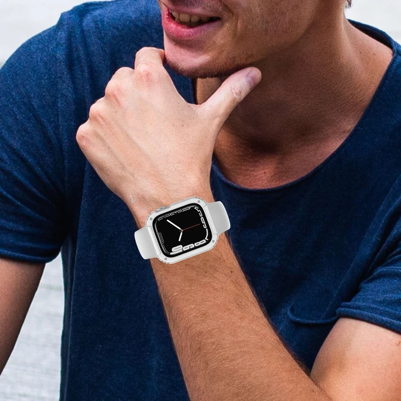 Auffallend Nett Apple Watch Series 8 (45mm) / Apple Watch Series 7 45mm Universell Hülle mit Displayschutz in Plastik und Gehärtetes Glas