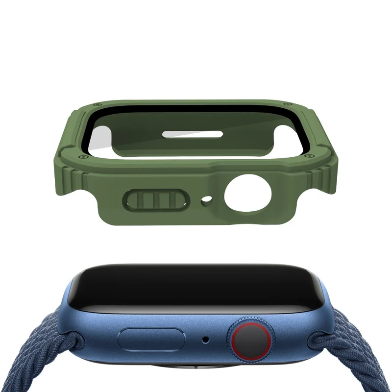 Auffallend Nett Apple Watch Series 8 (45mm) / Apple Watch Series 7 45mm Universell Hülle mit Displayschutz in Plastik und Gehärtetes Glas