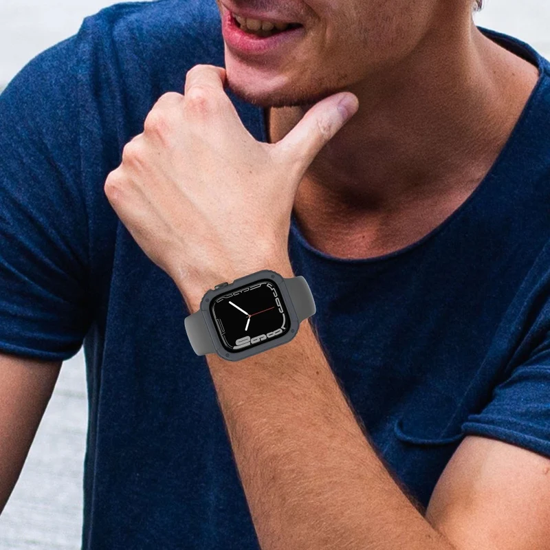 Auffallend Nett Apple Watch Series 8 (45mm) / Apple Watch Series 7 45mm Universell Hülle mit Displayschutz in Plastik und Gehärtetes Glas