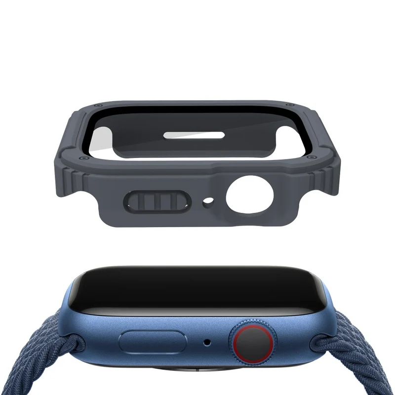 Auffallend Nett Apple Watch Series 8 (45mm) / Apple Watch Series 7 45mm Universell Hülle mit Displayschutz in Plastik und Gehärtetes Glas