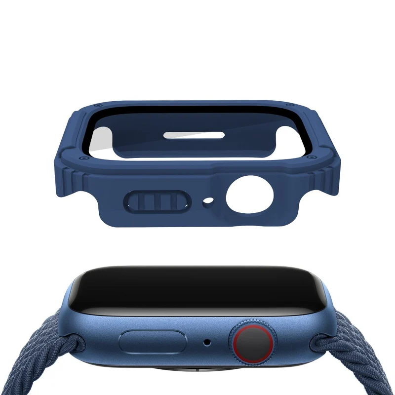 Auffallend Nett Apple Watch Series 8 (45mm) / Apple Watch Series 7 45mm Universell Hülle mit Displayschutz in Plastik und Gehärtetes Glas