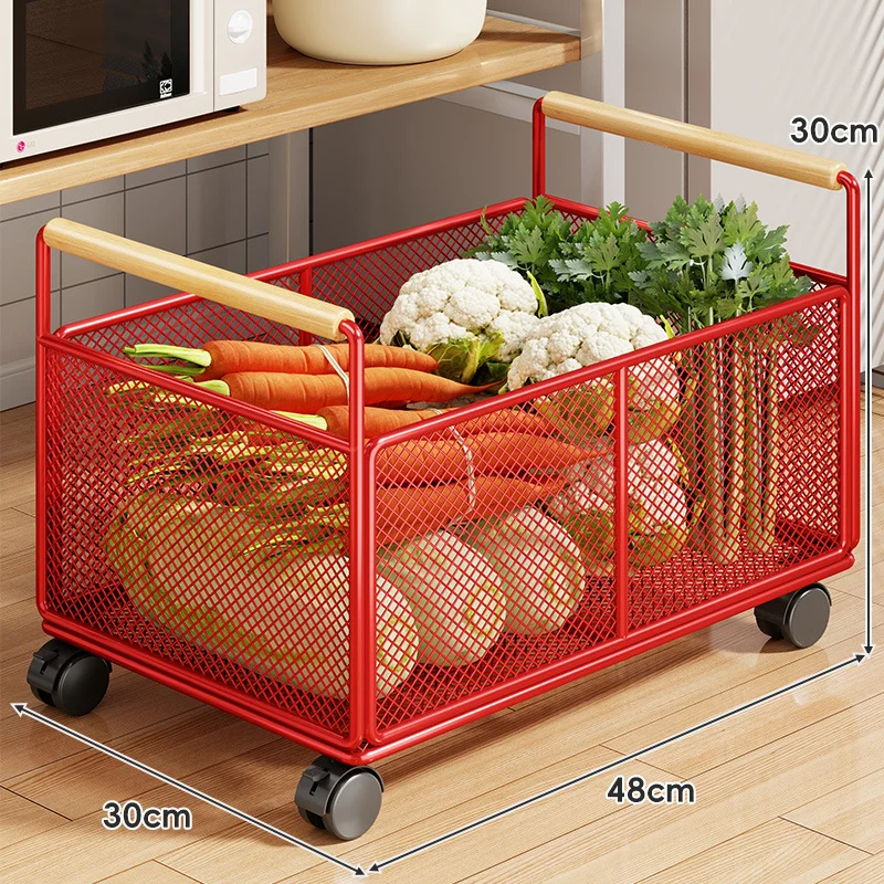 Rollwagen aus Mesh mit Holzgriffen
