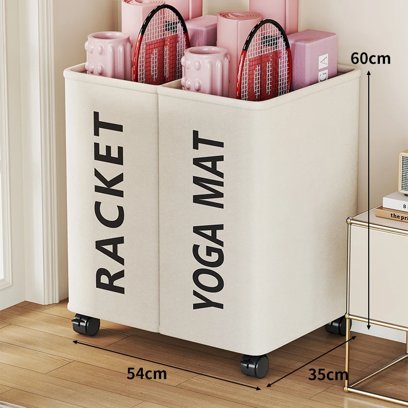 Rollender Yoga-Matte und Sportgeräte Aufbewahrung Wagen mit zwei Fächern