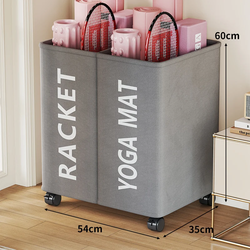 Rollender Yoga-Matte und Sportgeräte Aufbewahrung Wagen mit zwei Fächern