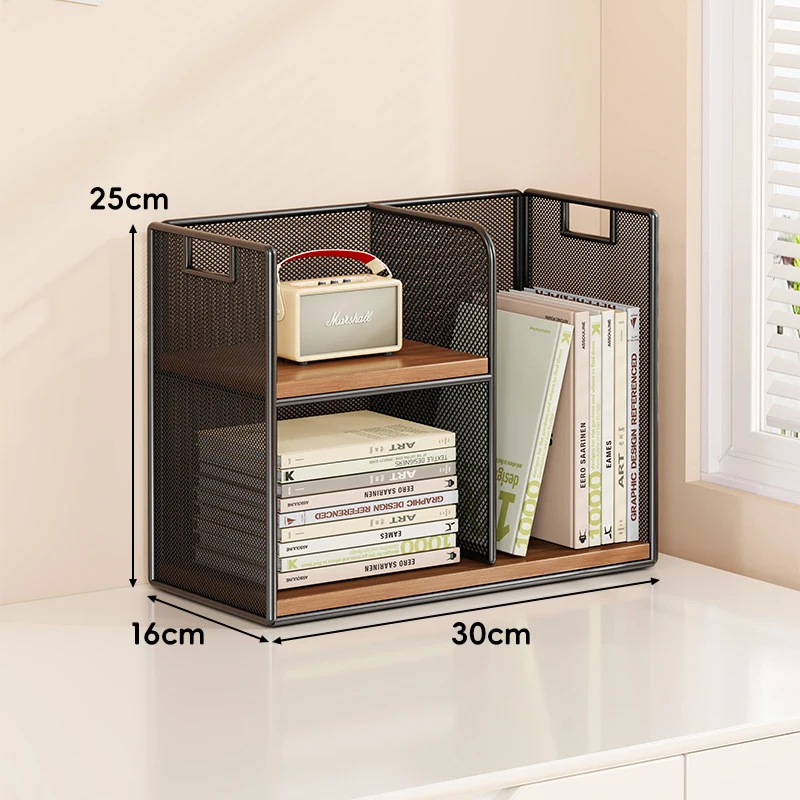 Perforiertes Metall Zwei-Ebenen Schreibtisch-Organizer-Regal mit integrierten Tragegriffen