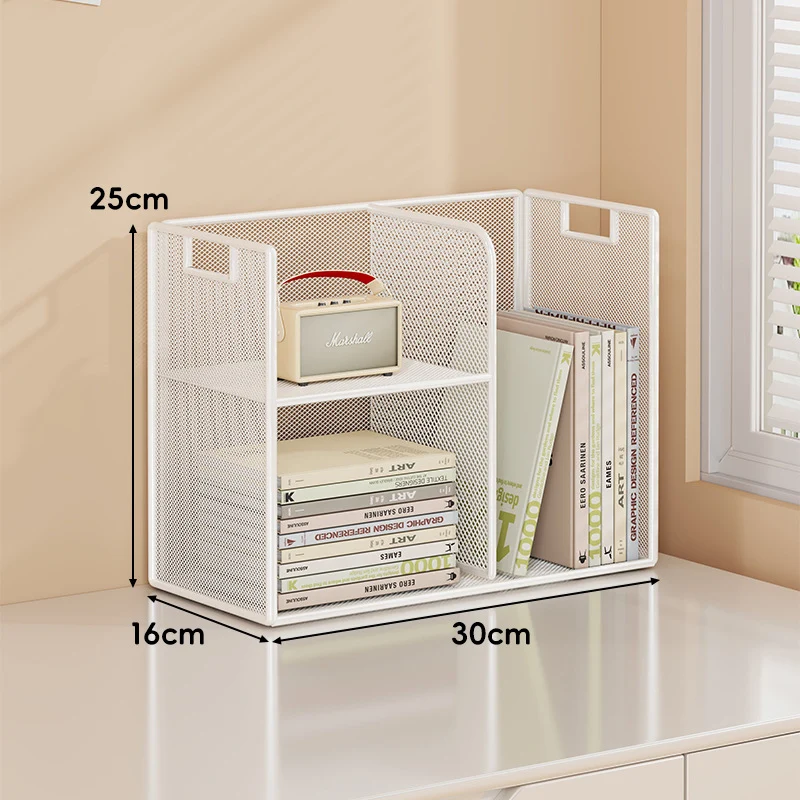 Perforiertes Metall Zwei-Ebenen Schreibtisch-Organizer-Regal mit integrierten Tragegriffen