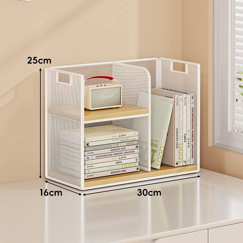 Perforiertes Metall Zwei-Ebenen Schreibtisch-Organizer-Regal mit integrierten Tragegriffen