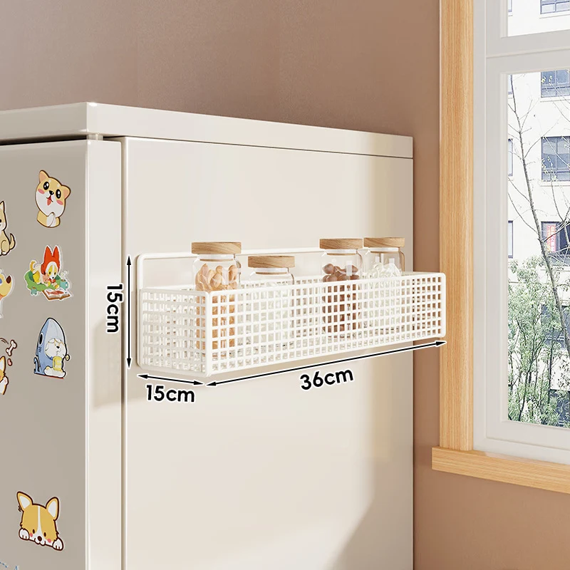 Über-Kühlerschrank Vertikaler Hängender Netzlagerregal mit tiefen Körben und Hakenleiste