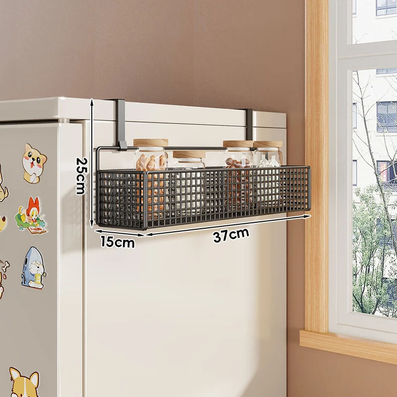 Über-Kühlerschrank Vertikaler Hängender Netzlagerregal mit tiefen Körben und Hakenleiste