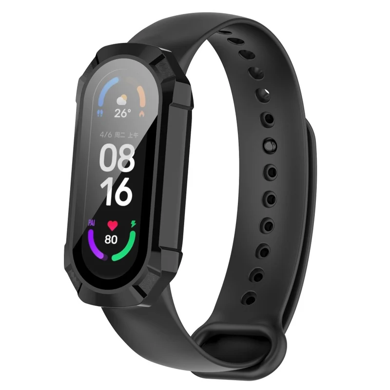 Schützend Xiaomi Mi Band 7 Hülle mit Displayschutz in Plastik und Gehärtetes Glas