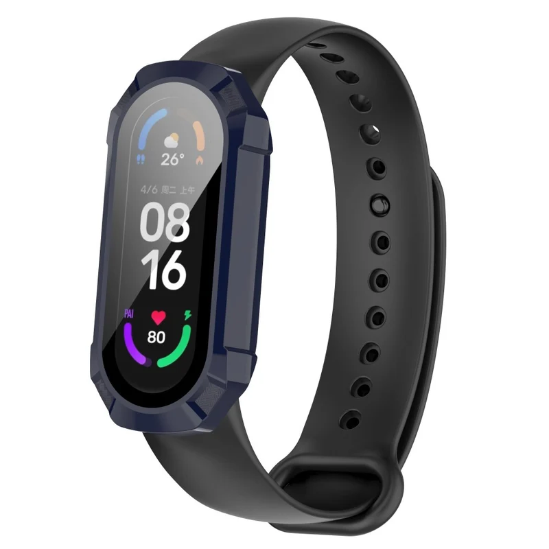 Schützend Xiaomi Mi Band 7 Hülle mit Displayschutz in Plastik und Gehärtetes Glas