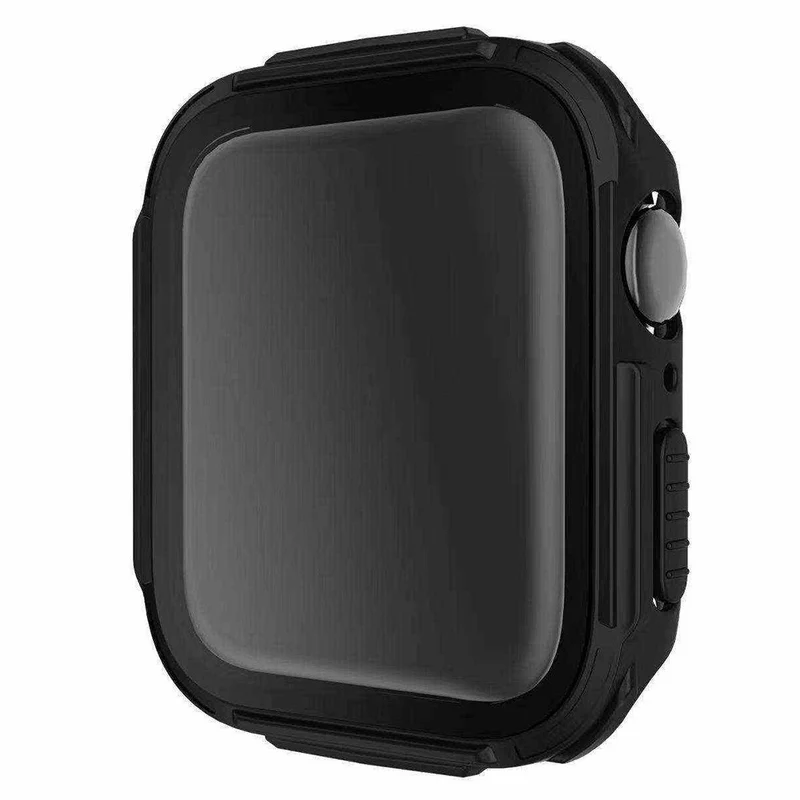 Mega Gut Apple Watch Series 7 45mm Hülle mit Displayschutz in Plastik und Gehärtetes Glas