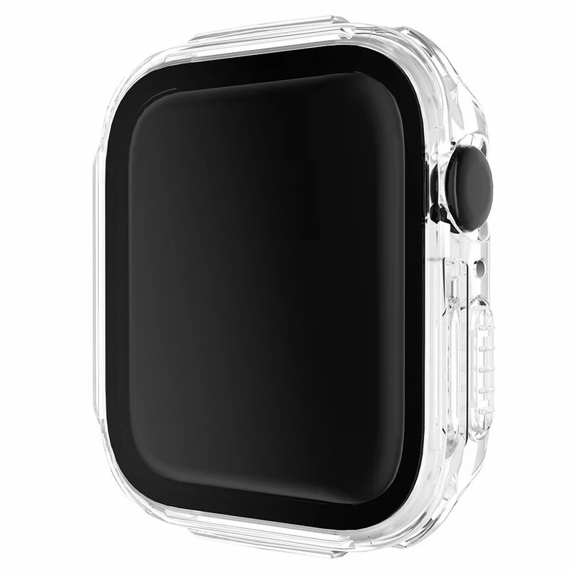 Mega Gut Apple Watch Series 7 45mm Hülle mit Displayschutz in Plastik und Gehärtetes Glas