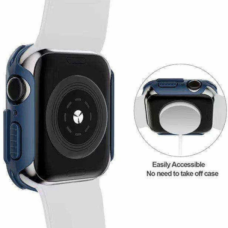 Mega Gut Apple Watch Series 7 45mm Hülle mit Displayschutz in Plastik und Gehärtetes Glas