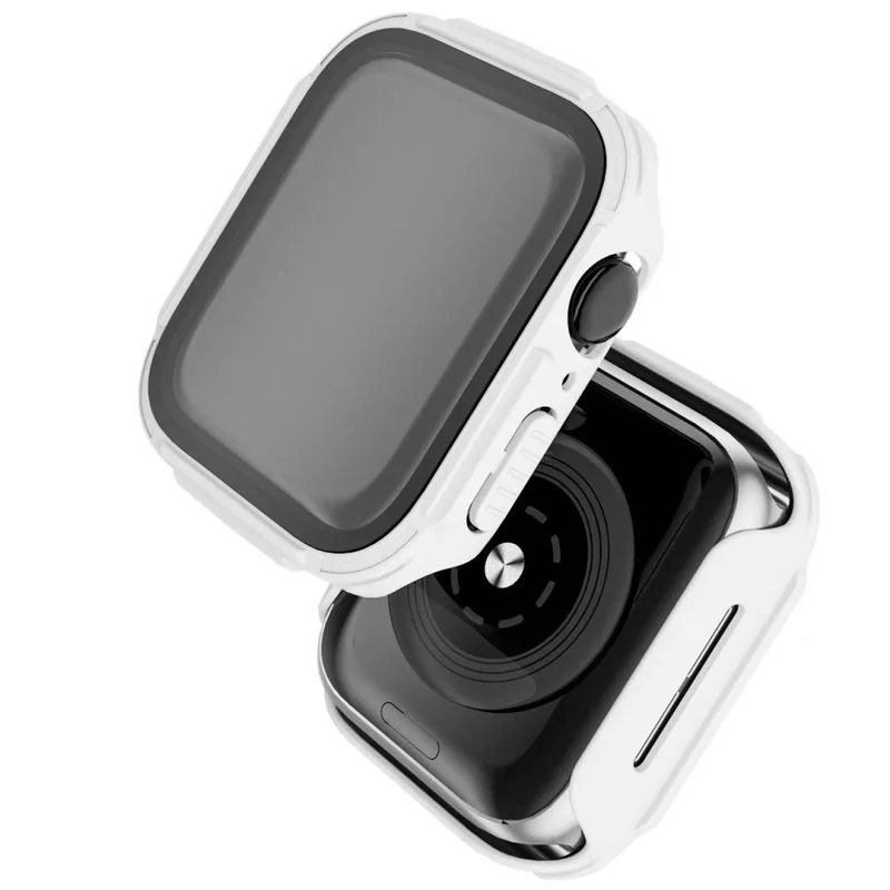 Mega Gut Apple Watch Series 7 45mm Hülle mit Displayschutz in Plastik und Gehärtetes Glas