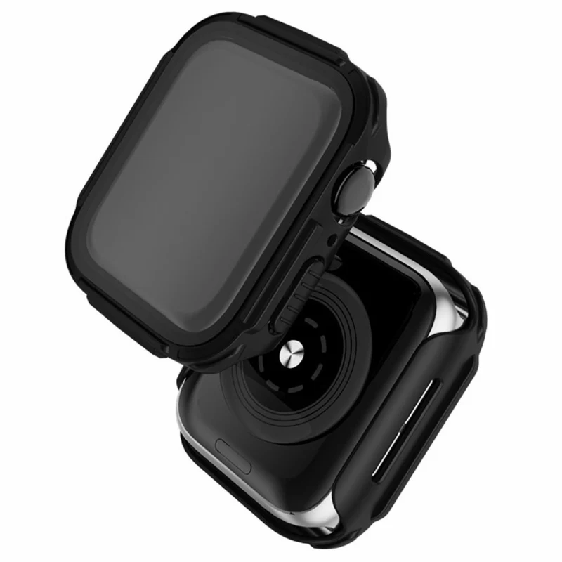 Mega Gut Apple Watch Series 7 45mm Hülle mit Displayschutz in Plastik und Gehärtetes Glas