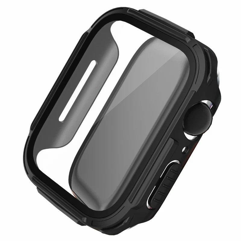 Mega Gut Apple Watch Series 7 45mm Hülle mit Displayschutz in Plastik und Gehärtetes Glas