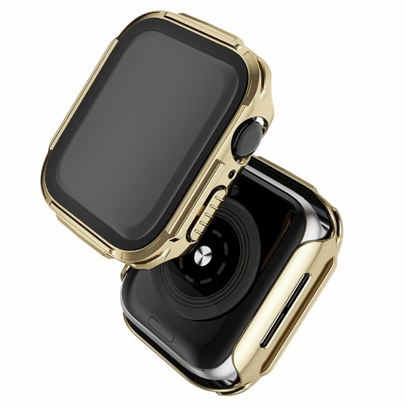 Mega Gut Apple Watch Series 7 45mm Hülle mit Displayschutz in Plastik und Gehärtetes Glas