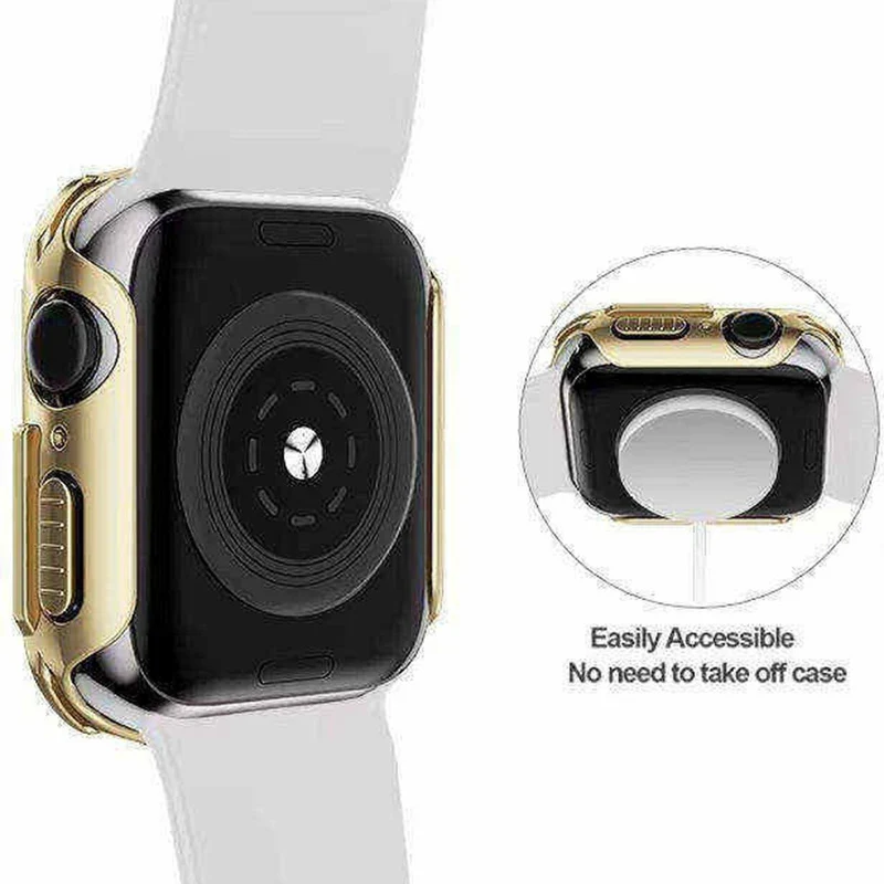 Mega Gut Apple Watch Series 7 45mm Hülle mit Displayschutz in Plastik und Gehärtetes Glas