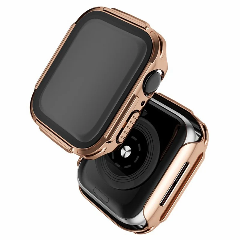 Mega Gut Apple Watch Series 7 45mm Hülle mit Displayschutz in Plastik und Gehärtetes Glas