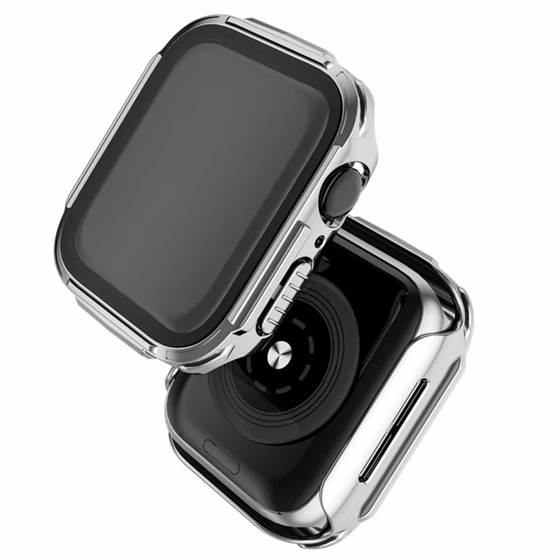 Mega Gut Apple Watch Series 7 45mm Hülle mit Displayschutz in Plastik und Gehärtetes Glas