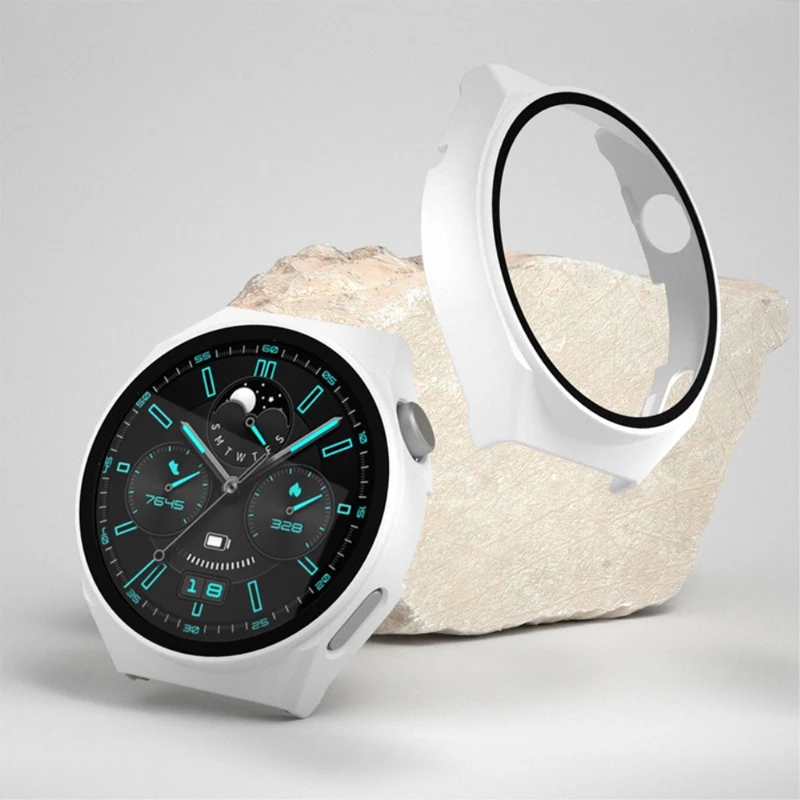 Mega Modisch Huawei Watch GT 3 Pro 46mm Hülle mit Displayschutz in Gehärtetes Glas