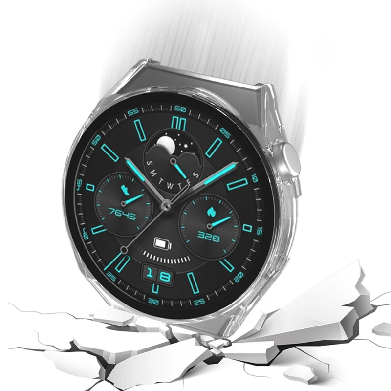 Mega Modisch Huawei Watch GT 3 Pro 46mm Hülle mit Displayschutz in Gehärtetes Glas