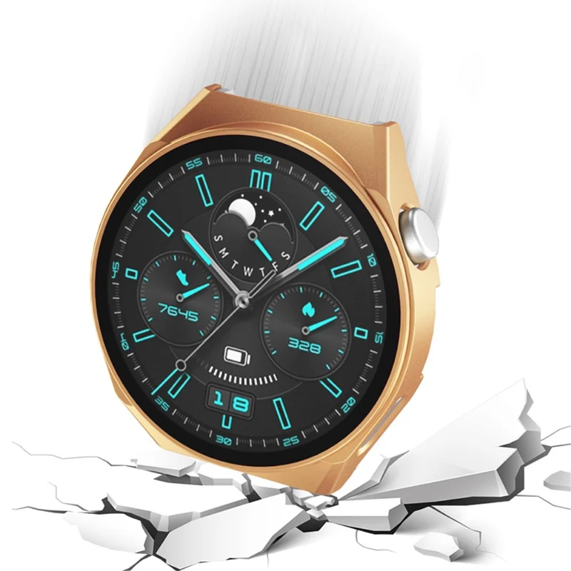 Mega Modisch Huawei Watch GT 3 Pro 46mm Hülle mit Displayschutz in Gehärtetes Glas